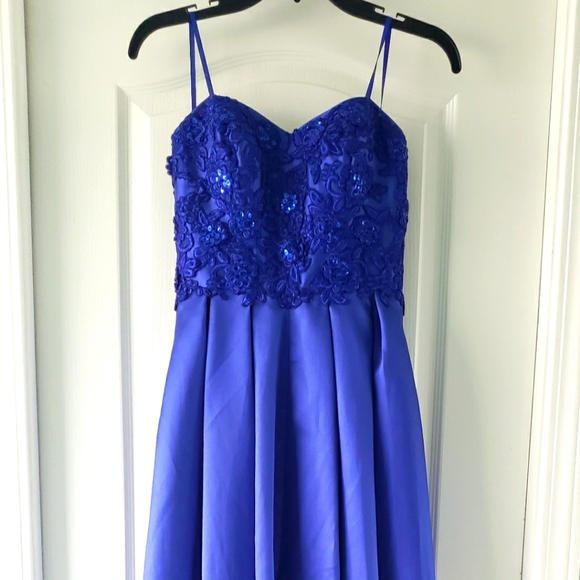 Strapless Brilliant Blue Gown - Picture 1 of 9
